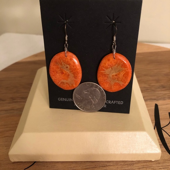 Sterling silver and stone (?) pierced earrings - Picture 2 of 3